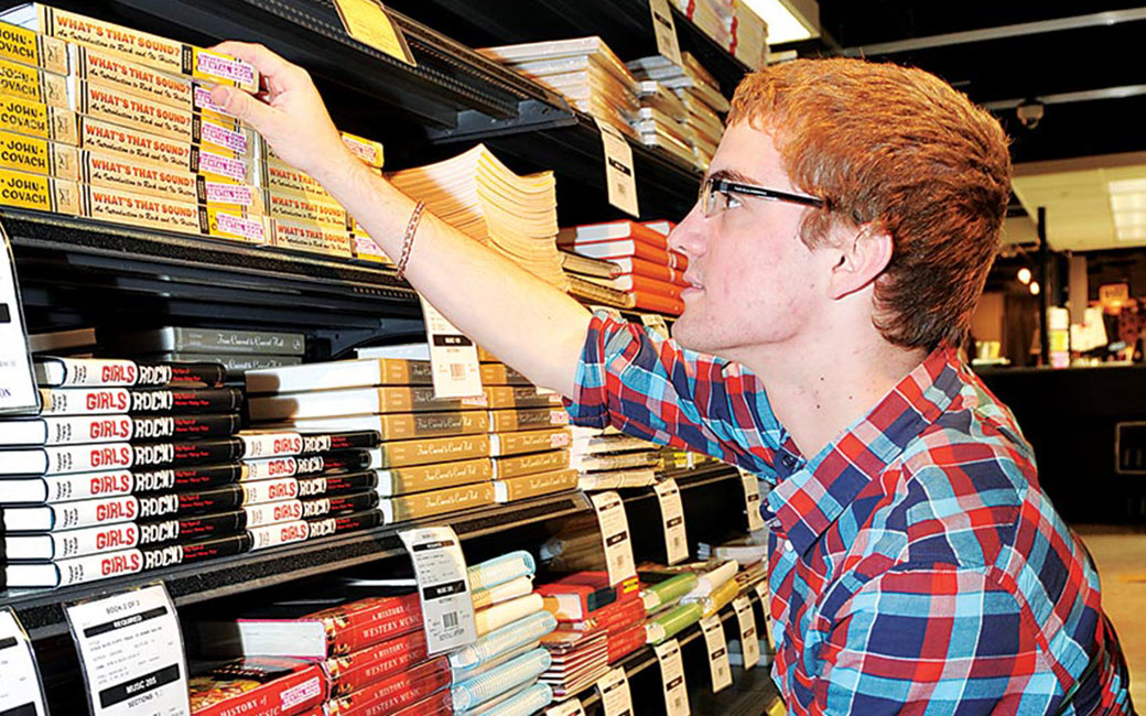 student at bookstore