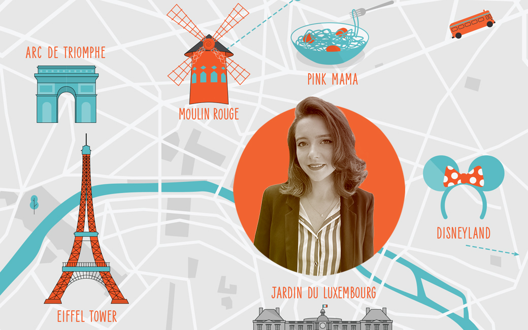 Map of Paris with Sophie Lesage illustration