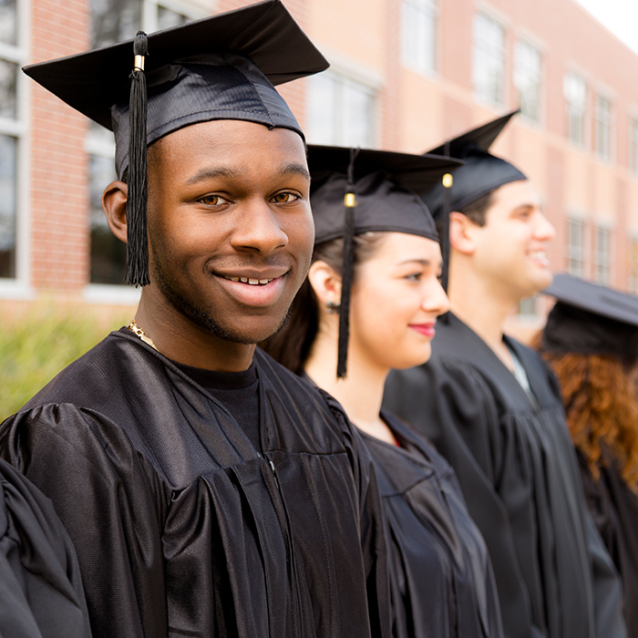 african american male with graduation cap on his head