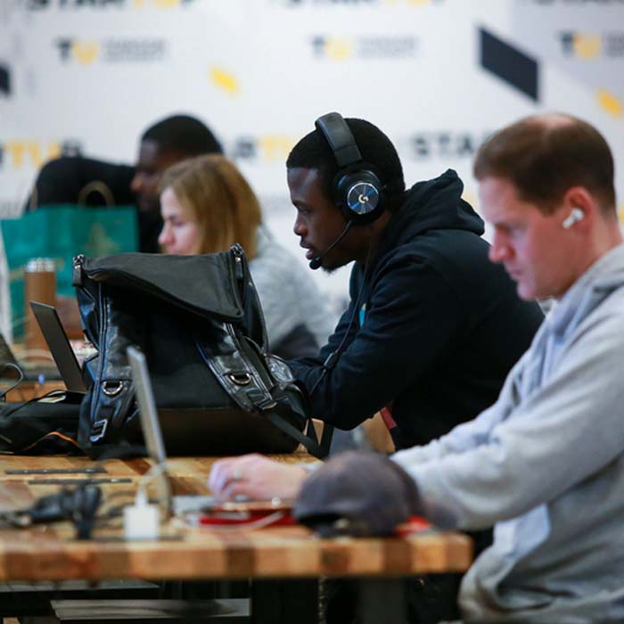 student co-working at the startup at the armory