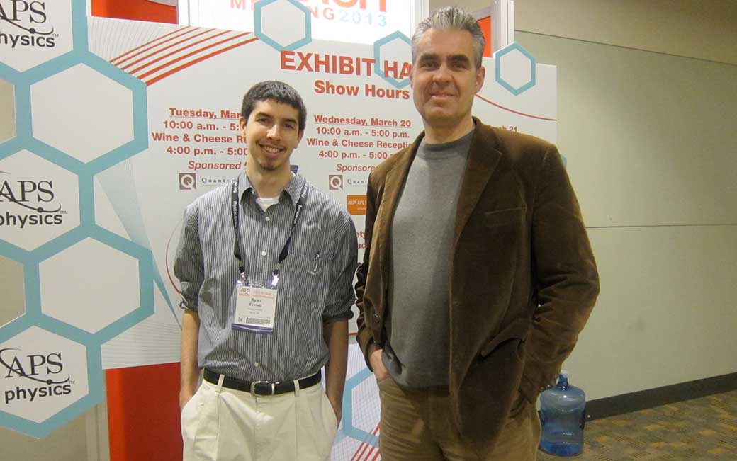 Ryan Everett (left) and James Overduin at an American Physical Society meeting while Everett was an undergraduate