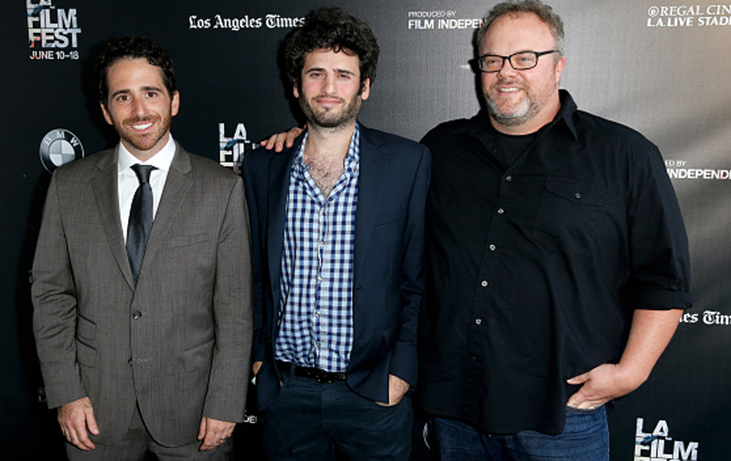 Bob Castrone, left, and Brian Levin, center, are Towson University graduates who teamed up with writer Jason Zumwait, right, to make their Hollywood debut with the movie "Flock of Dudes." 