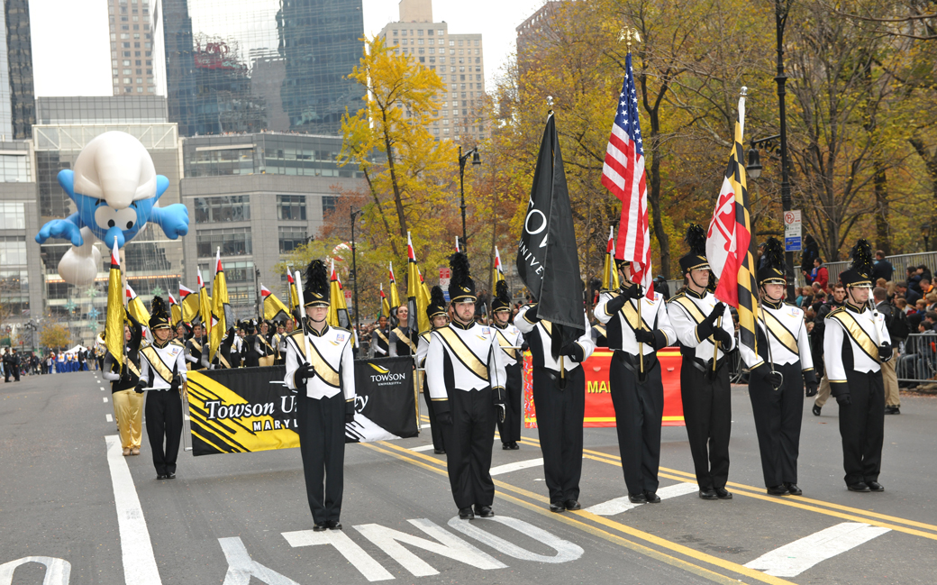 Towson University Marching Band in the Thanksgiving Parade
