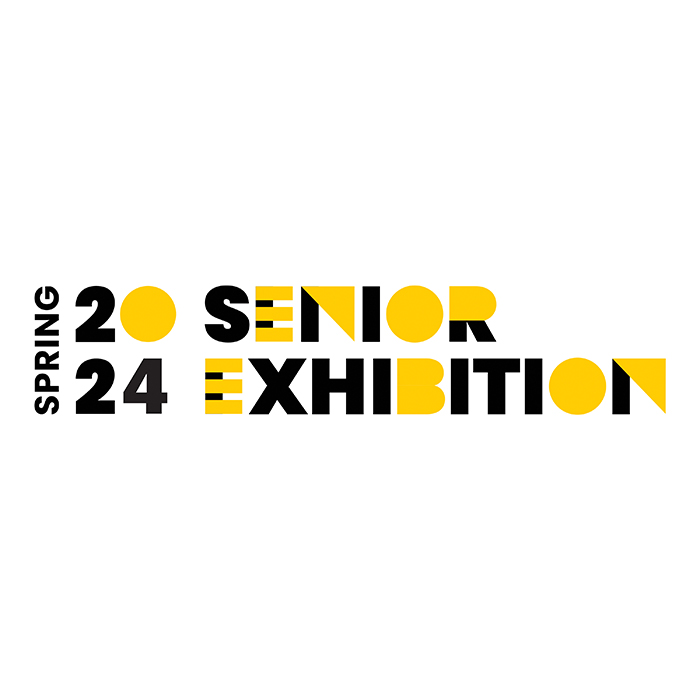 The logo for the 2024 Spring Senior Exhibition in TU's black and gold