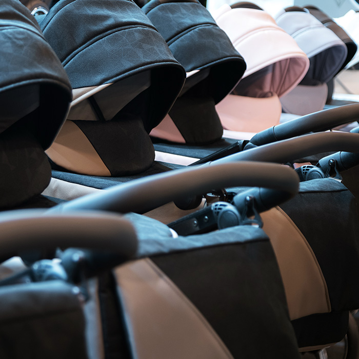 strollers lined up
