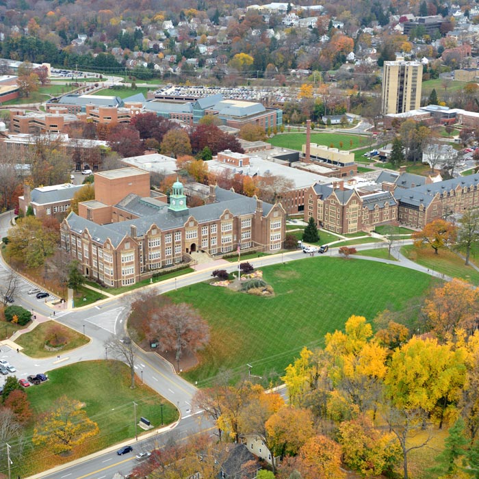 Drone view of campus