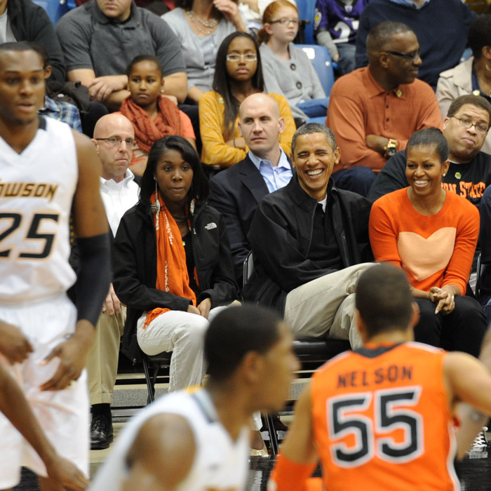 President Obama attending Men's Basketball game
