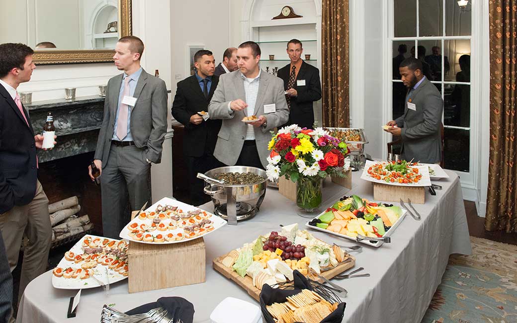 the spread of food at the accounting alumni event.