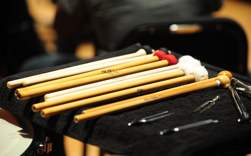 A close up on drumsticks ready for play