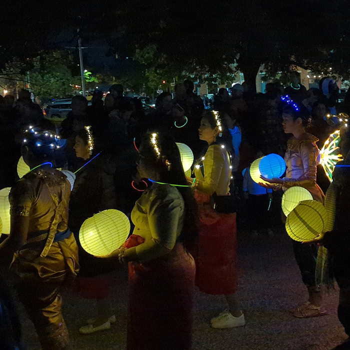 Cambodian cultural procession at the Great Halloween Lantern Parade