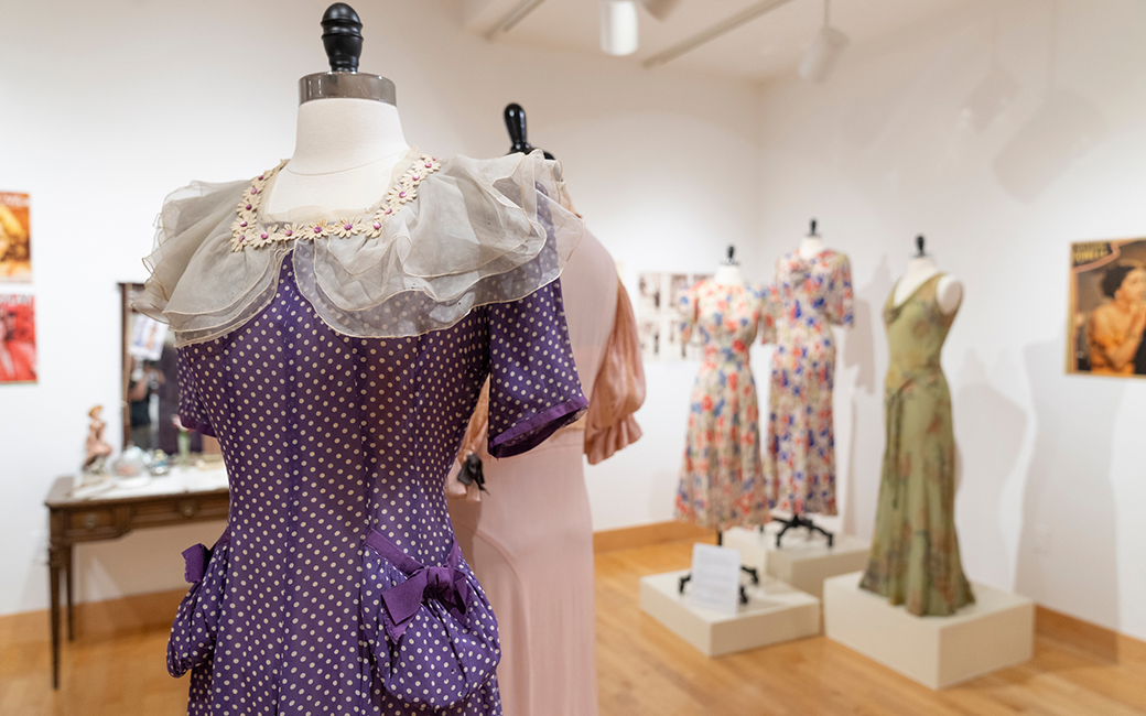 1930s day dresses from the "1930s Hollywood: Money, Food, and Fashion in the Great Depression" exhibition