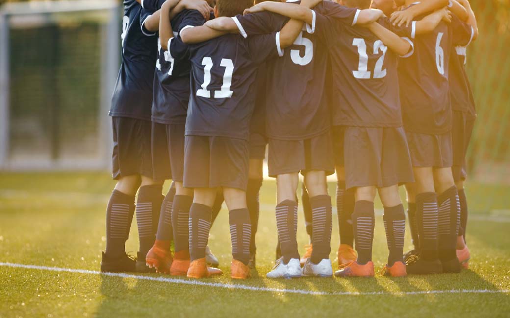 kids on a soccer field