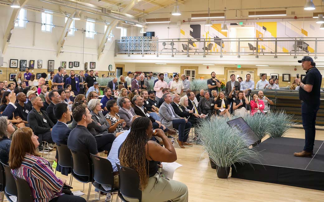 crowd at startup accelerator showcase