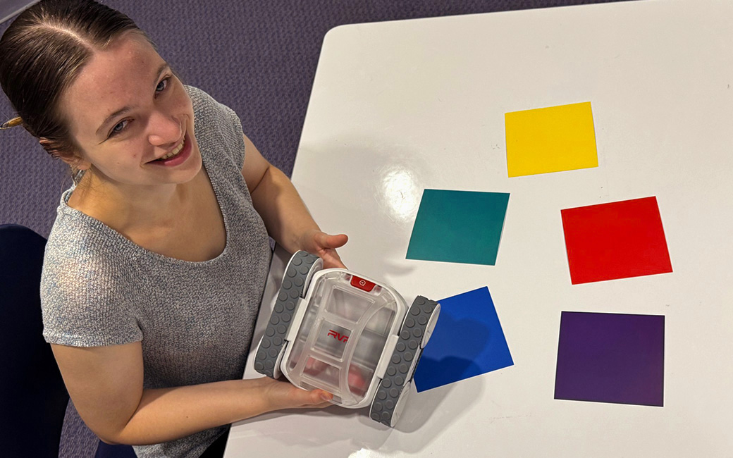 Michelle Seaberg in Robot Lab Michelle in lab