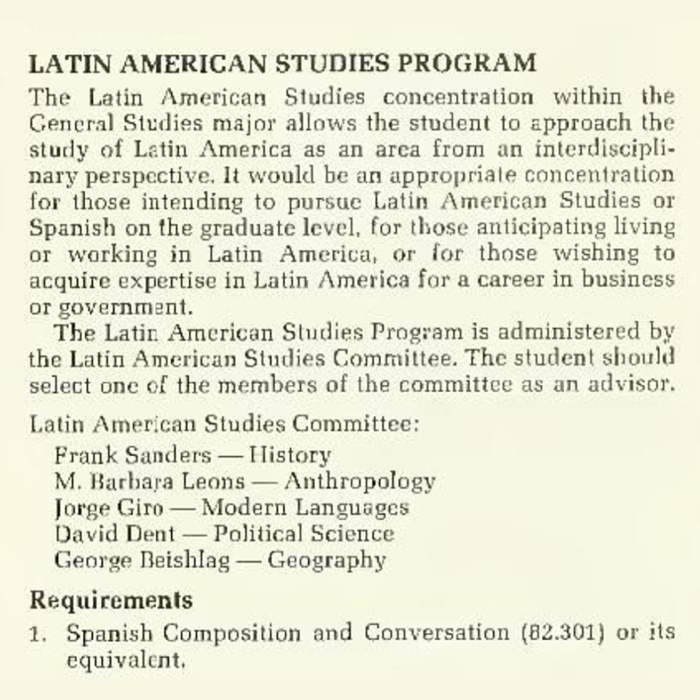 The description to the first Latin American Studies program at TU