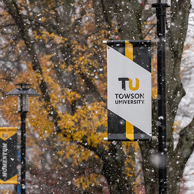 TU campus under snow fall