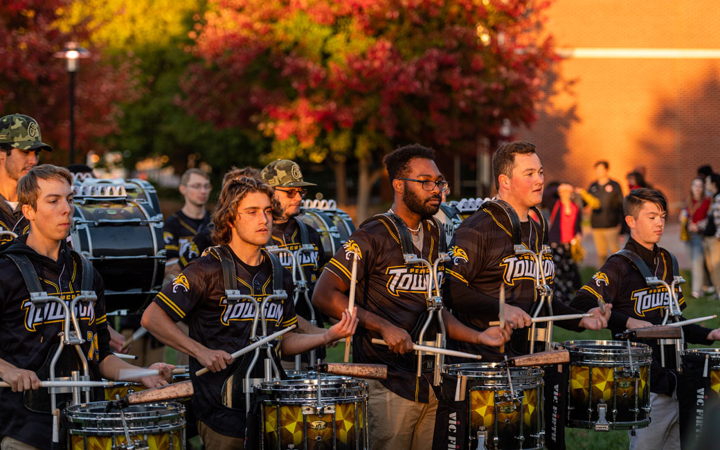 The TU Drumline gets the parade started