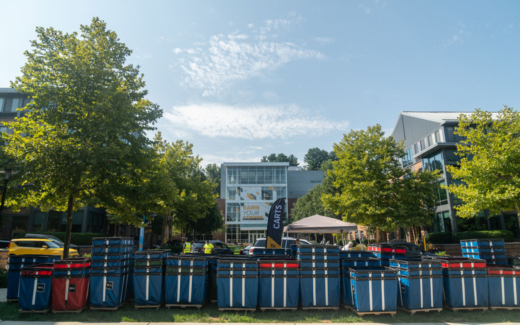 Carts in front of West Village Commons