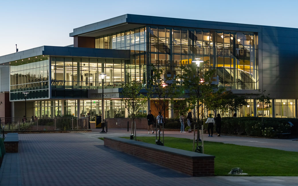 Burdick Hall at night