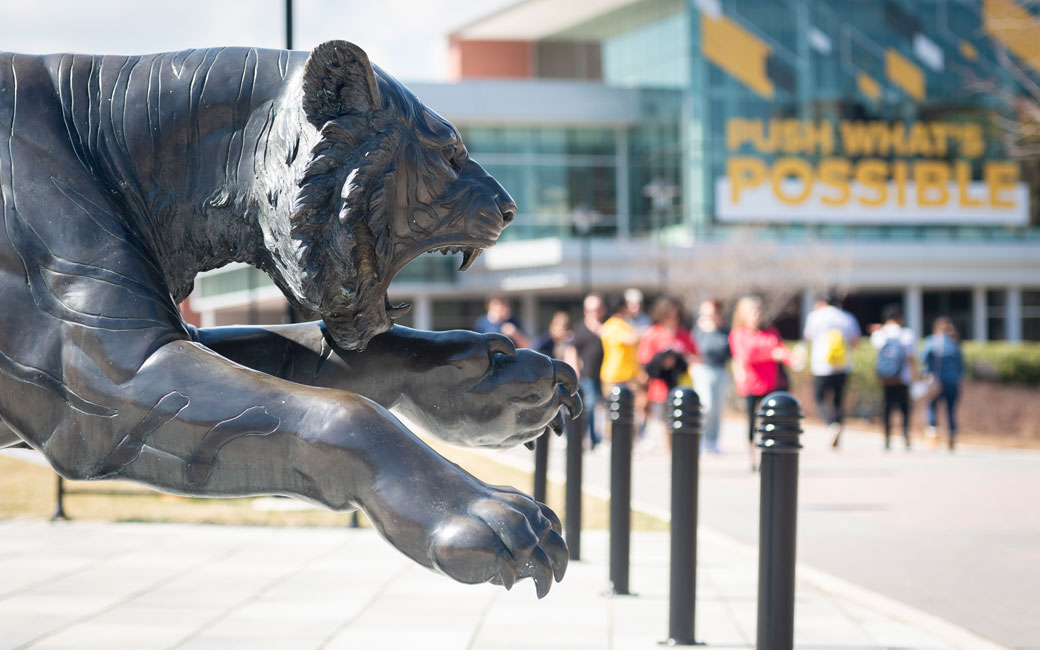 Tiger Statue outside Burdick Hall