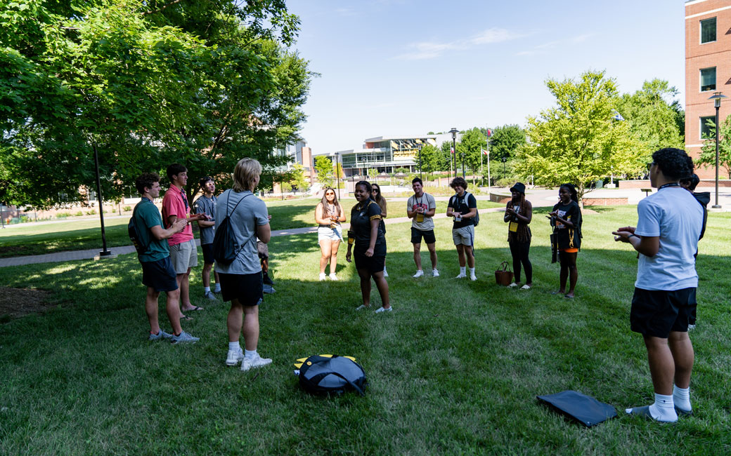 Students doing activities during orientation