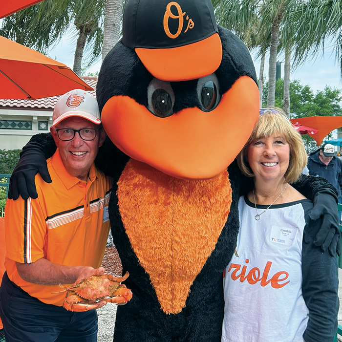 TU alum with Orioles mascot