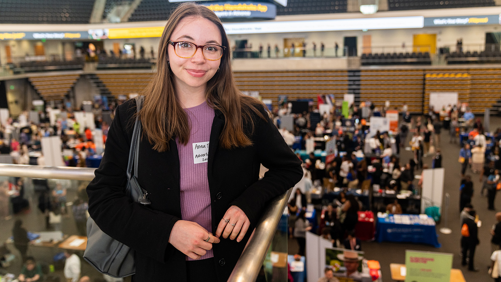 Student at the annual career fair at Towson University