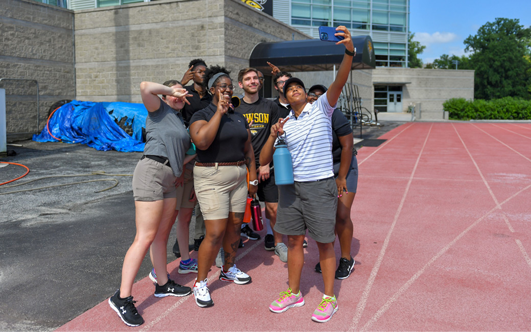 A group of athletic training students taking a selfie