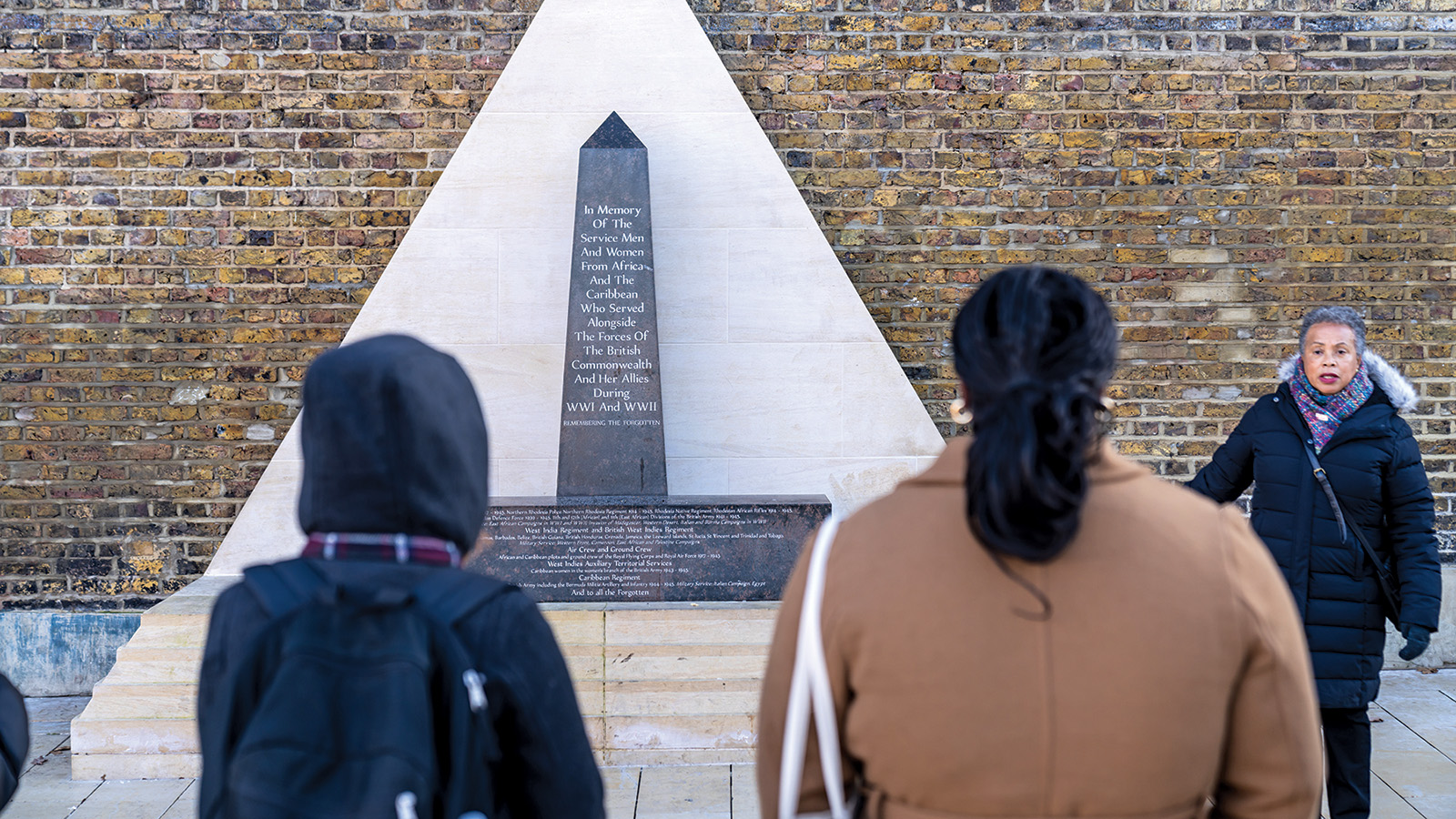 TU students at the African and Caribbean War Memorial in Birmingham