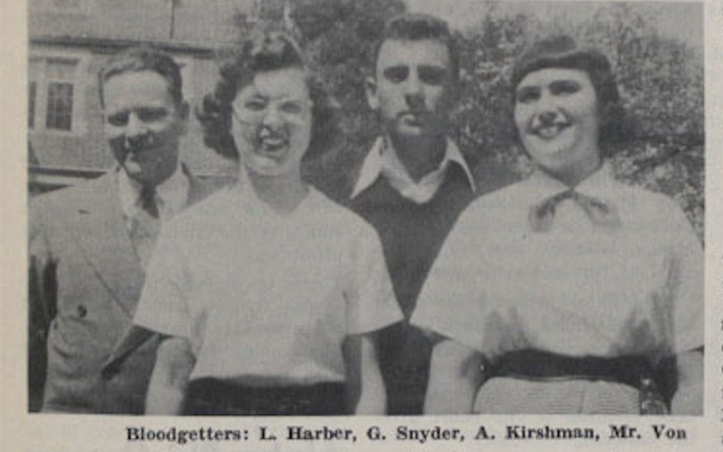 Blood drive organizers shown in a May 1953 Towerlight article.