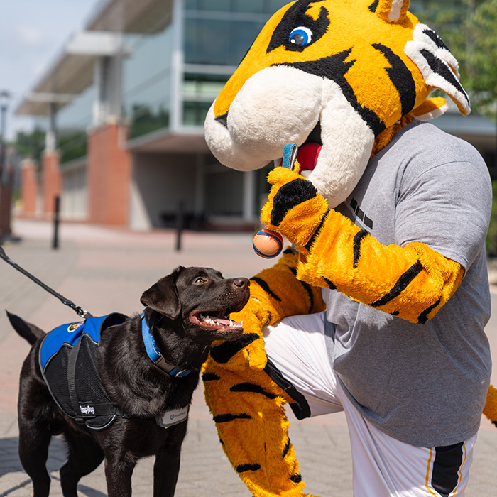 Bruno with mascot Doc