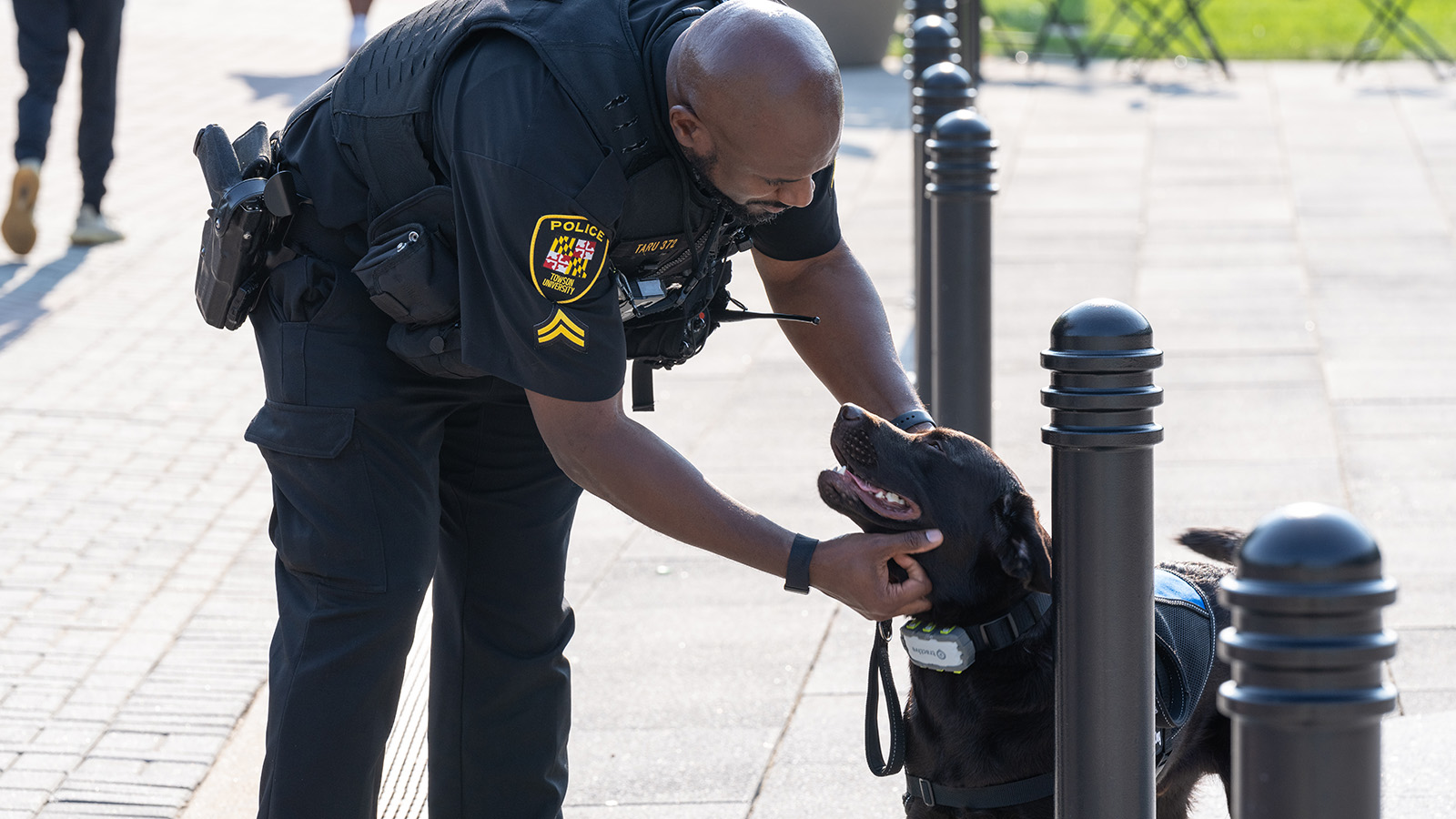 TU comfort dog Bruno with Jafar Taru (handler)