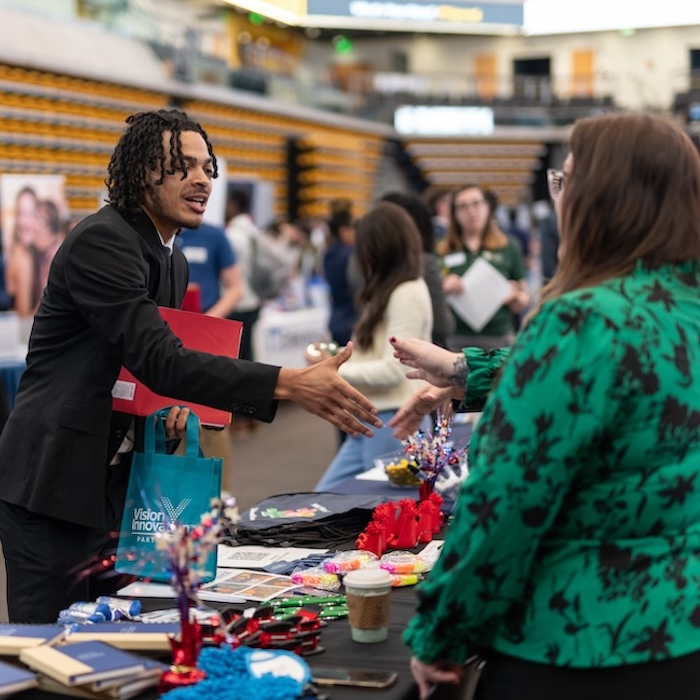 student at a career fair