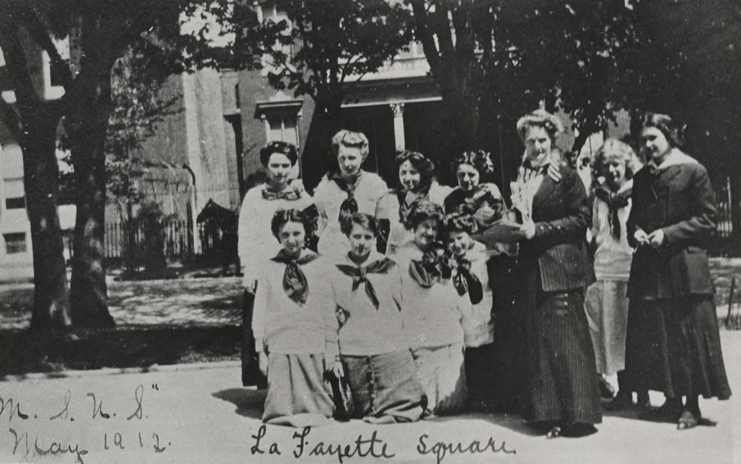 Teacher Florence Snyder with members of the Class of 1912