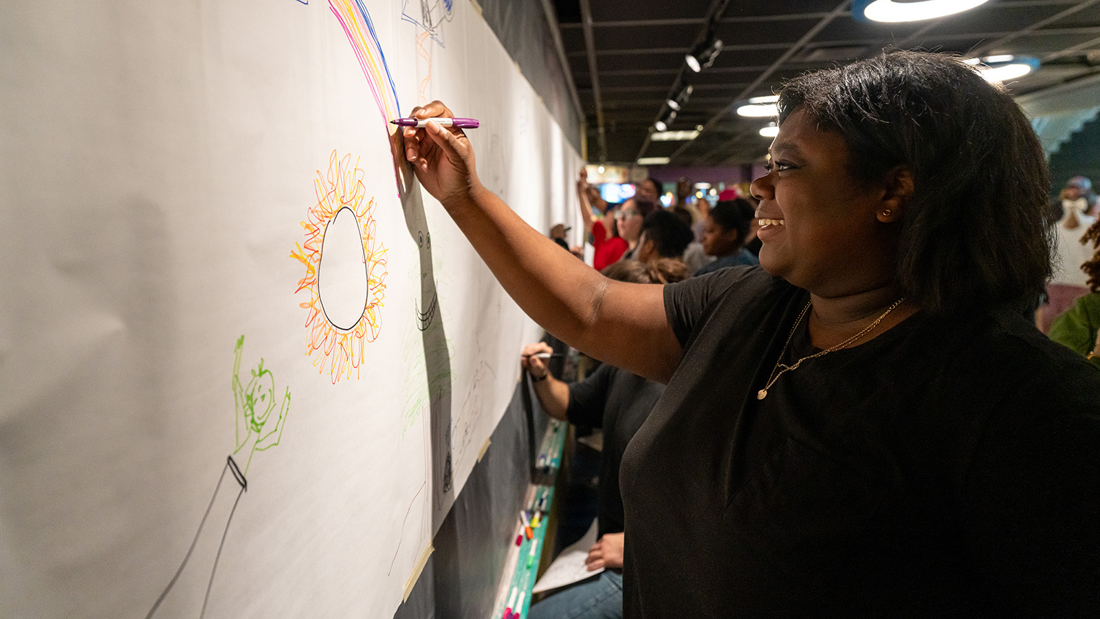 Deborah Greengold drawing at Port Discovery Children's Museum