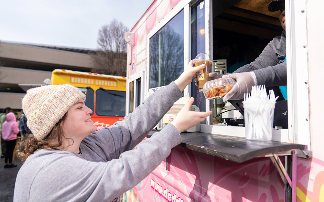 TU student getting food from food truck