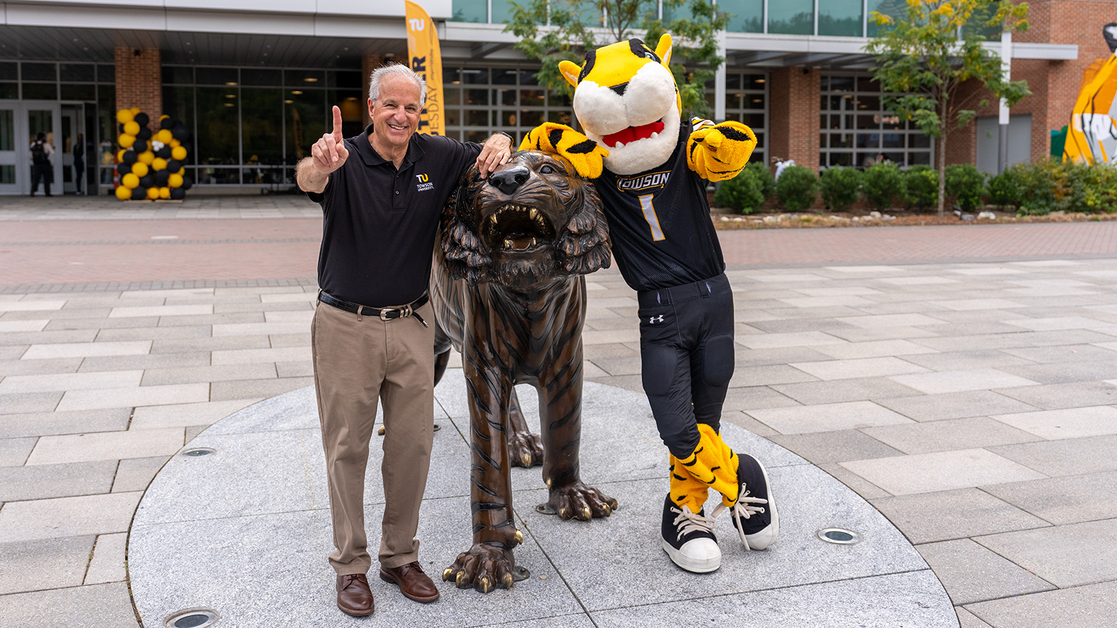 President Ginsberg with doc the mascot