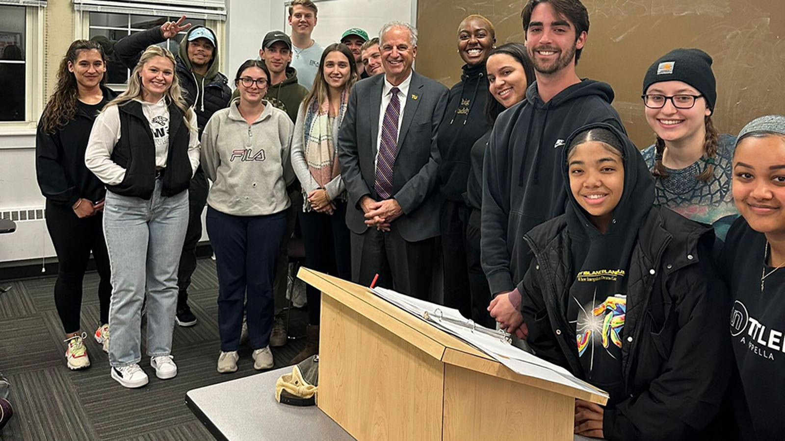 President Ginsberg with TU students