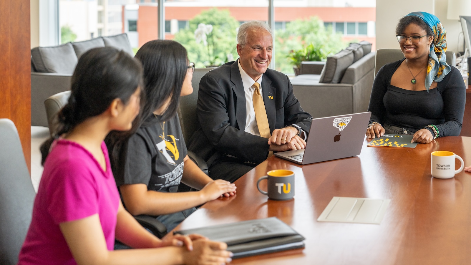 President Ginsberg with students