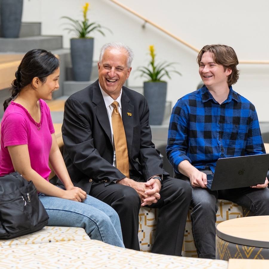 president ginsberg with students