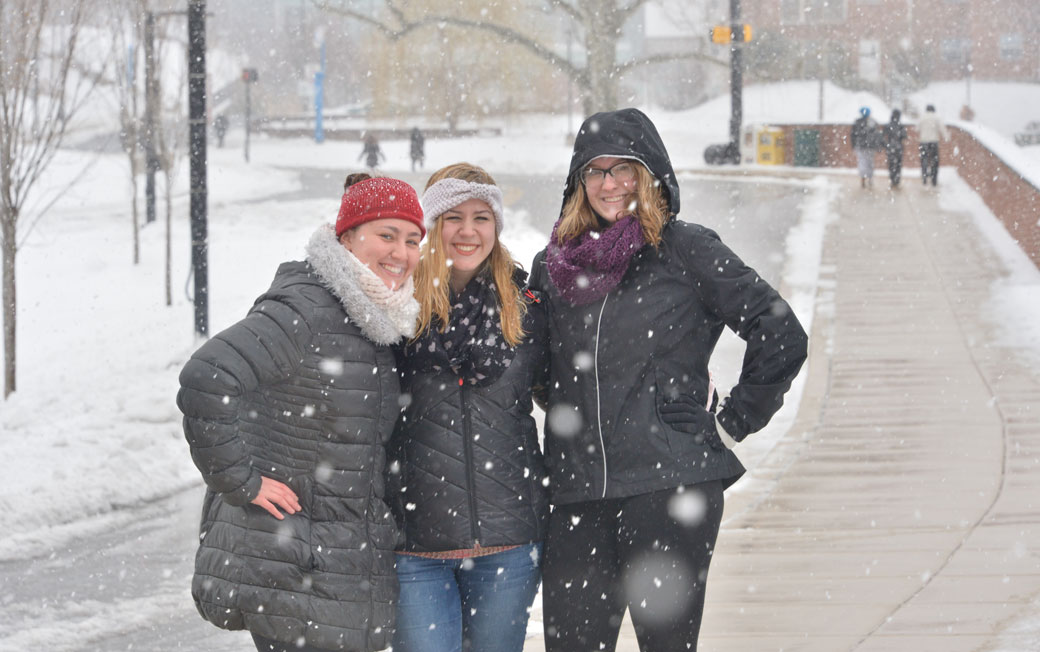 Students on a snowy day 
