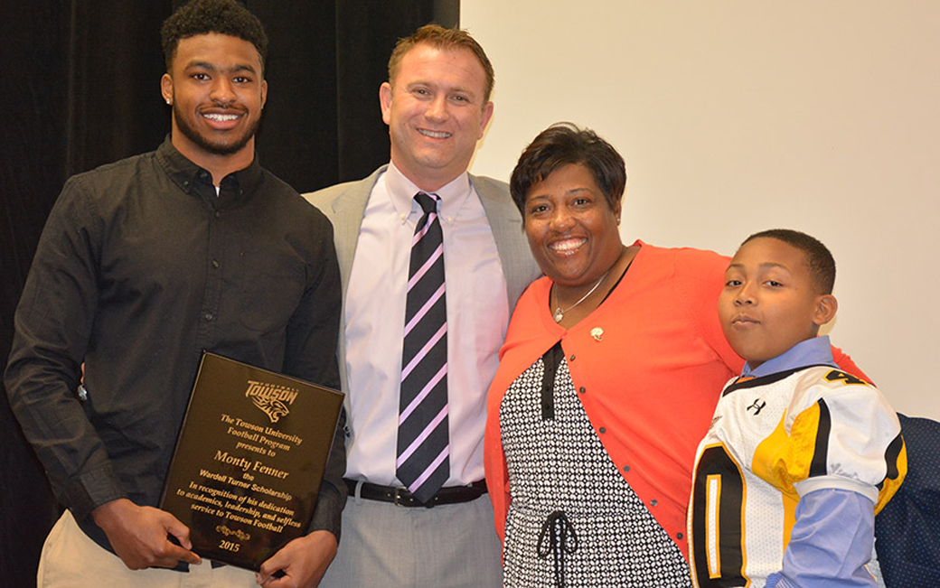 Monty Fenner being awarded the Wardell Turner Memorial Scholarship