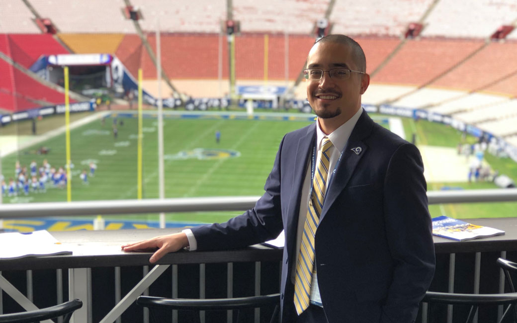 TU alumnus Stephen Logsdon at Los Angles Memorial Coliseum