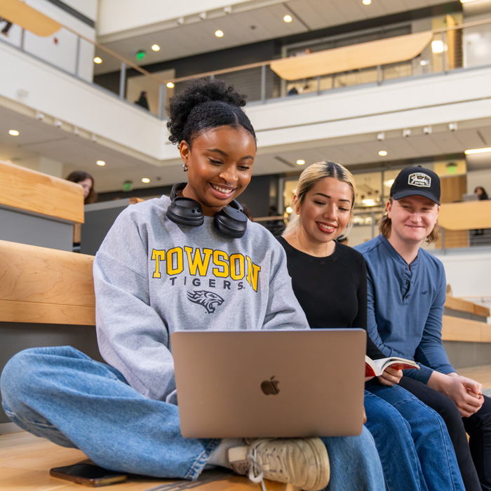 Students studying in the Science Building
