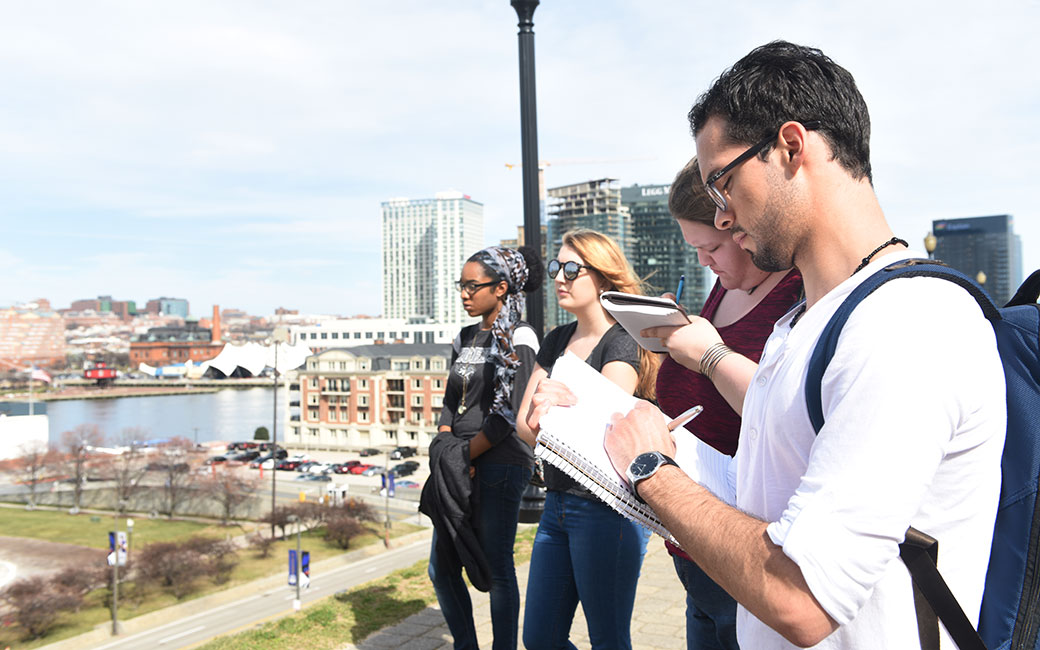 Students doing research in downtown Baltimore