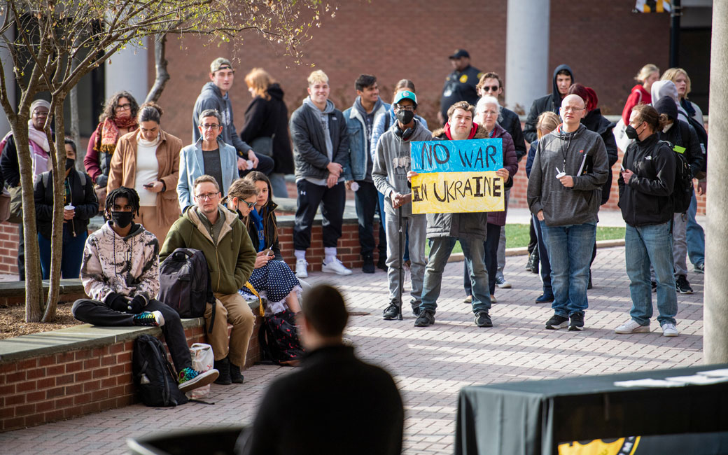 Members of the TU Community at the Ukraine Peace Rally at Freedom Square