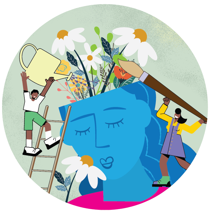 Image of open mind with flowers