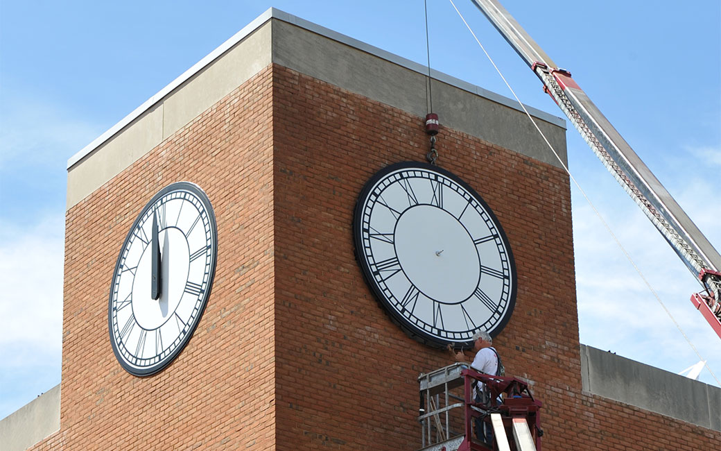 repair to clock on Psychology building