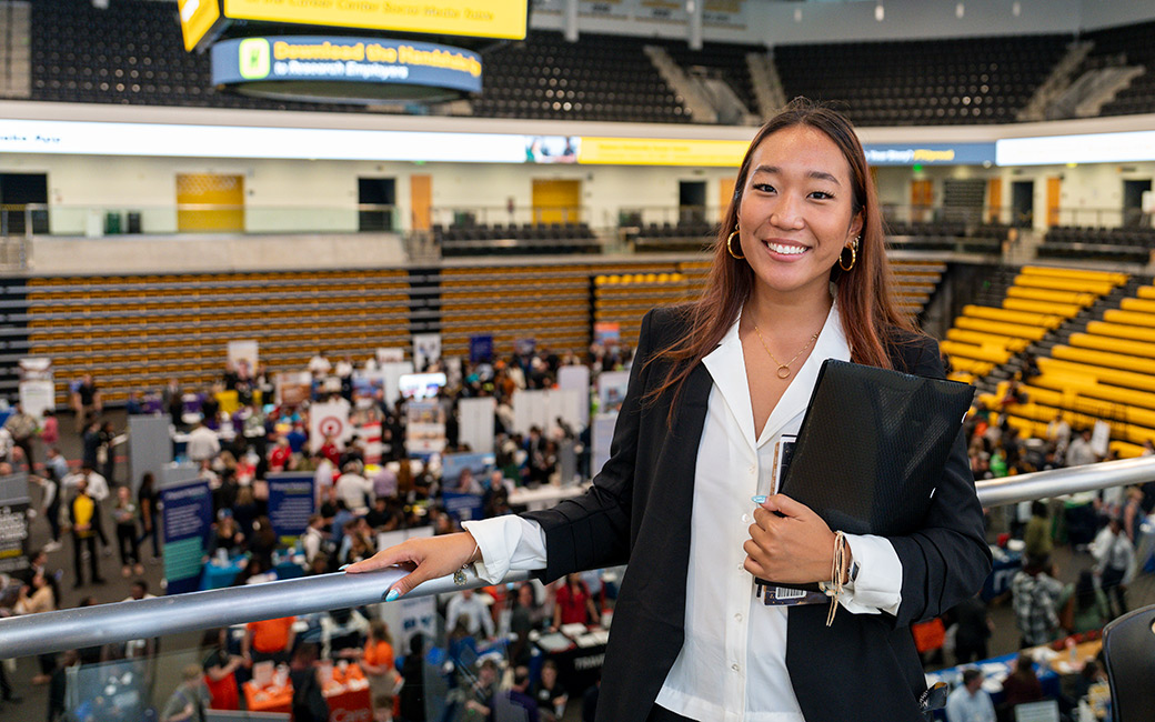 Student dressed professionally at Career Fair