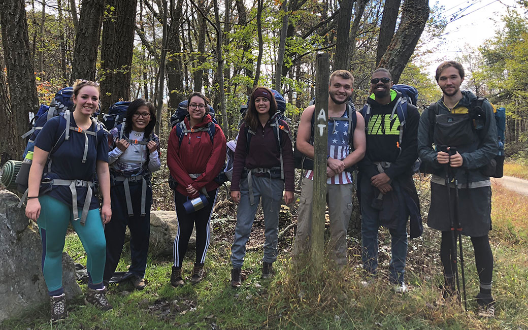 group of students on an outdoor adventure trip
